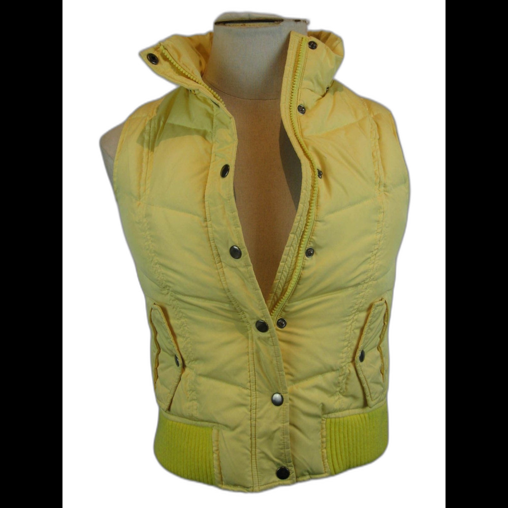 Womens New York Classics Yellow Quilted Down Filled Sleeveless Puffer Vest sz Sm